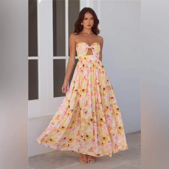 Hello Molly Dresses & Skirts - Hello Molly Floral Maxi Dress - Pink and Yellow